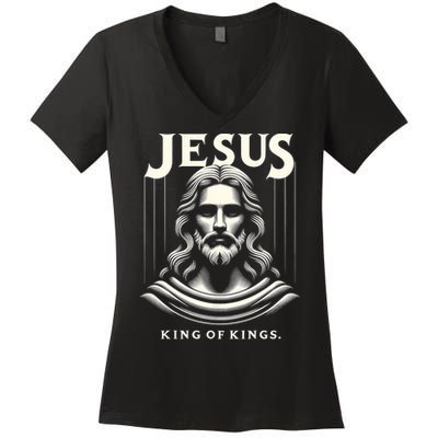 Jesus King Of Kings Jesus Funny Graphic Women's V-Neck T-Shirt