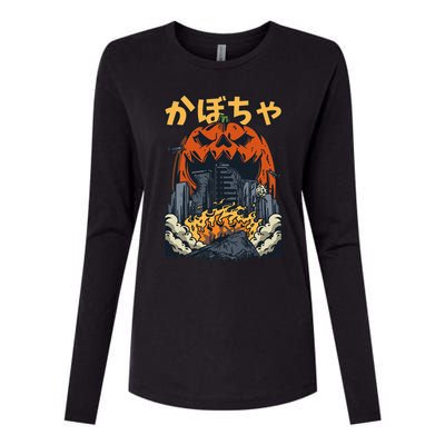 Japanese Killer Pumpkin Vegetable Kaiju Anime Halloween Womens Cotton Relaxed Long Sleeve T-Shirt