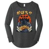 Japanese Killer Pumpkin Vegetable Kaiju Anime Halloween Women's Perfect Tri Tunic Long Sleeve Shirt