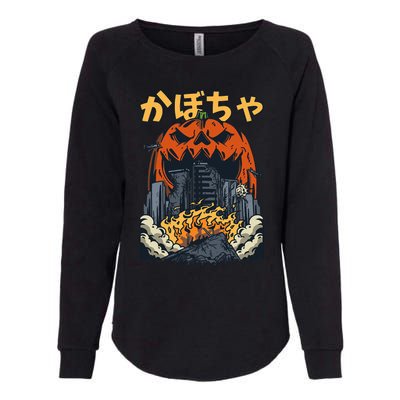 Japanese Killer Pumpkin Vegetable Kaiju Anime Halloween Womens California Wash Sweatshirt