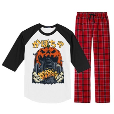 Japanese Killer Pumpkin Vegetable Kaiju Anime Halloween Raglan Sleeve Pajama Set