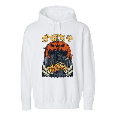 Japanese Killer Pumpkin Vegetable Kaiju Anime Halloween Garment-Dyed Fleece Hoodie