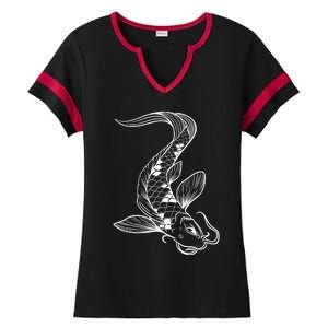 Japan Koi Pond Fish Kawaii Traditional Japanese Graphic Ladies Halftime Notch Neck Tee