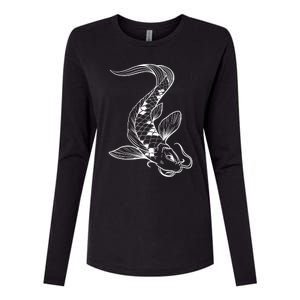 Japan Koi Pond Fish Kawaii Traditional Japanese Graphic Womens Cotton Relaxed Long Sleeve T-Shirt