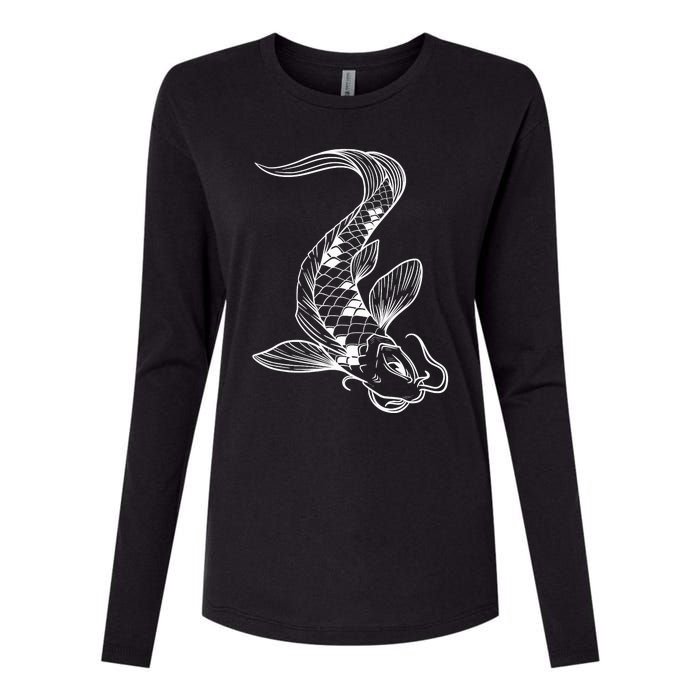 Japan Koi Pond Fish Kawaii Traditional Japanese Graphic Womens Cotton Relaxed Long Sleeve T-Shirt