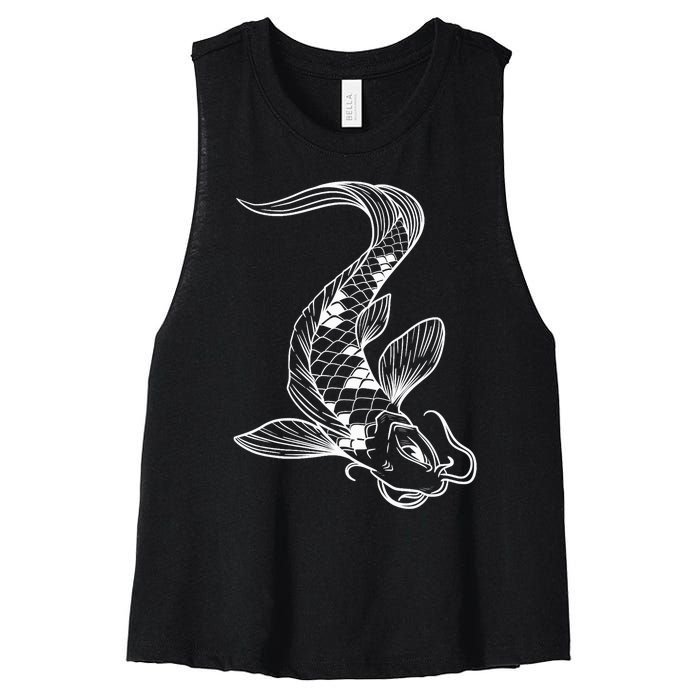 Japan Koi Pond Fish Kawaii Traditional Japanese Graphic Women's Racerback Cropped Tank