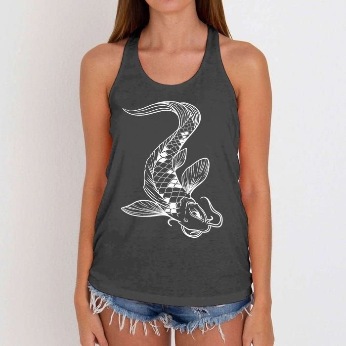 Japan Koi Pond Fish Kawaii Traditional Japanese Graphic Women's Knotted Racerback Tank