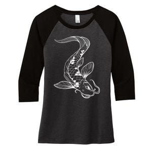 Japan Koi Pond Fish Kawaii Traditional Japanese Graphic Women's Tri-Blend 3/4-Sleeve Raglan Shirt