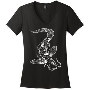 Japan Koi Pond Fish Kawaii Traditional Japanese Graphic Women's V-Neck T-Shirt