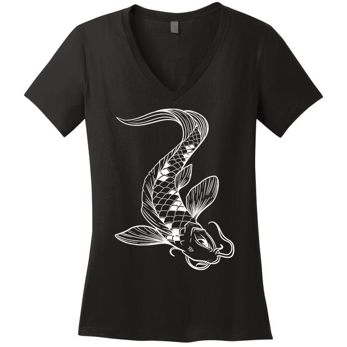 Japan Koi Pond Fish Kawaii Traditional Japanese Graphic Women's V-Neck T-Shirt