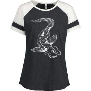 Japan Koi Pond Fish Kawaii Traditional Japanese Graphic Enza Ladies Jersey Colorblock Tee