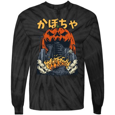 Japanese Killer Pumpkin Vegetable Kaiju Anime Halloween Tie-Dye Long Sleeve Shirt