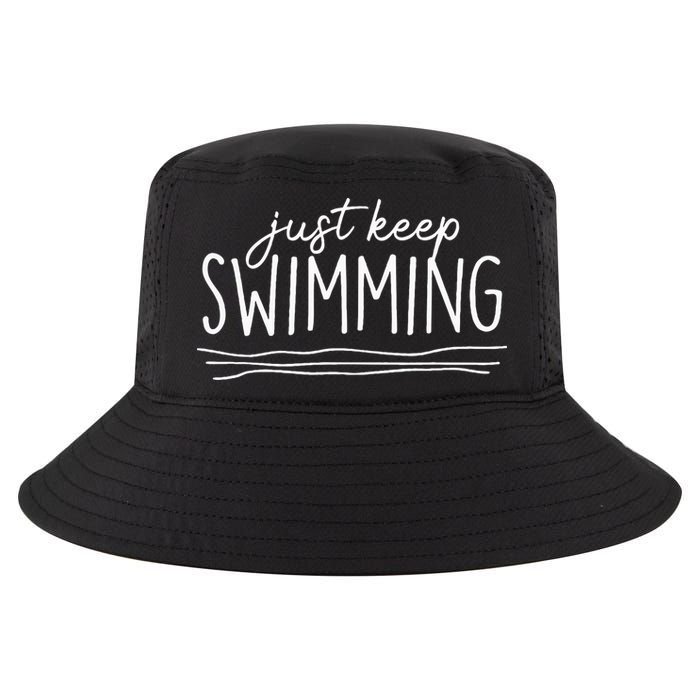 Just Keep Swimming Funny Newbies Swimmer Swimming Coach Cool Comfort Performance Bucket Hat