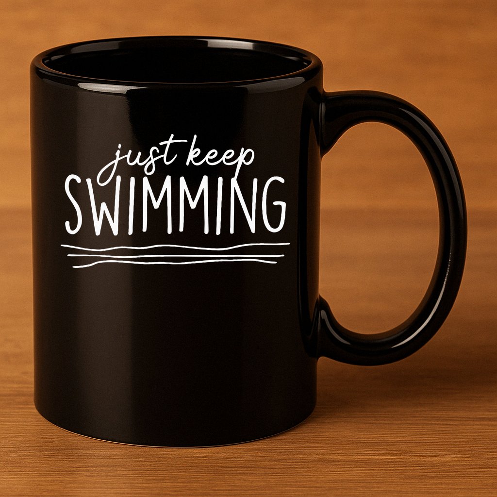 Just Keep Swimming Funny Newbies Swimmer Swimming Coach 11oz C Handle Ceramic Mug