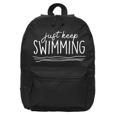 Just Keep Swimming Funny Newbies Swimmer Swimming Coach 16 in Basic Backpack