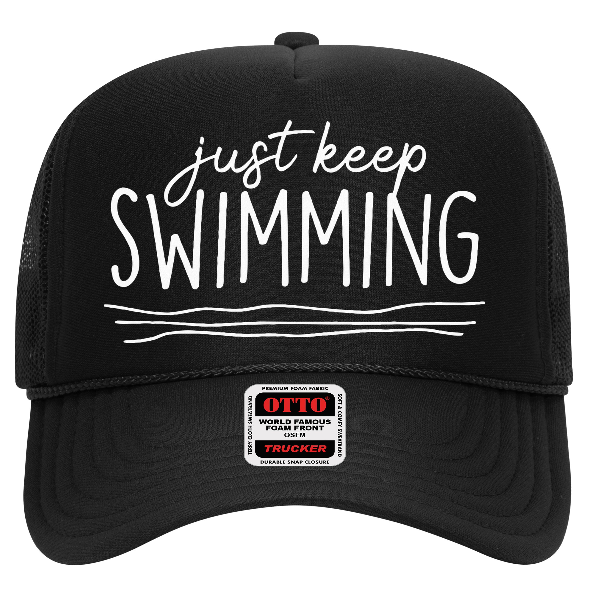 Just Keep Swimming Funny Newbies Swimmer Swimming Coach Hat