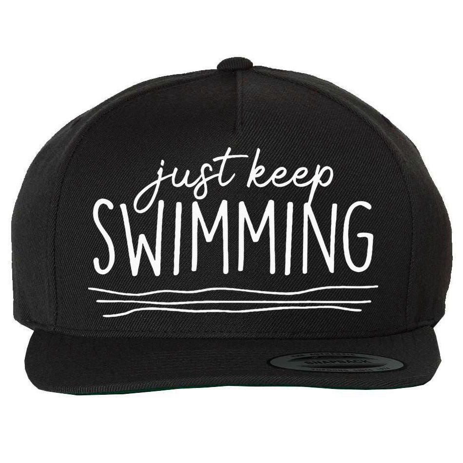 Just Keep Swimming Funny Newbies Swimmer Swimming Coach Wool Snapback Cap