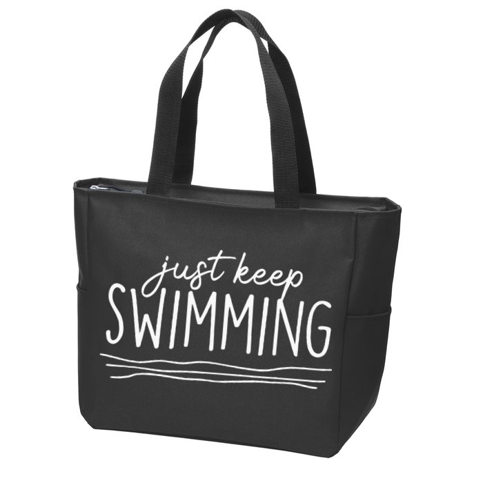 Just Keep Swimming Funny Newbies Swimmer Swimming Coach Zip Tote Bag