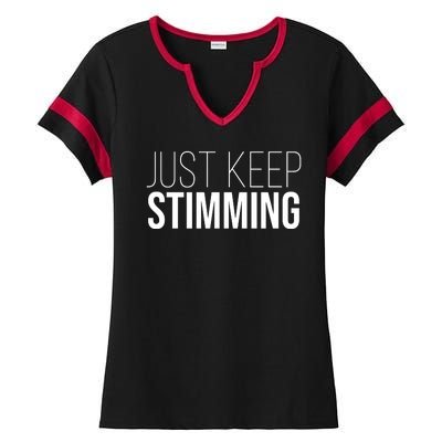 Just Keep Swimming Positive Quote Ladies Halftime Notch Neck Tee