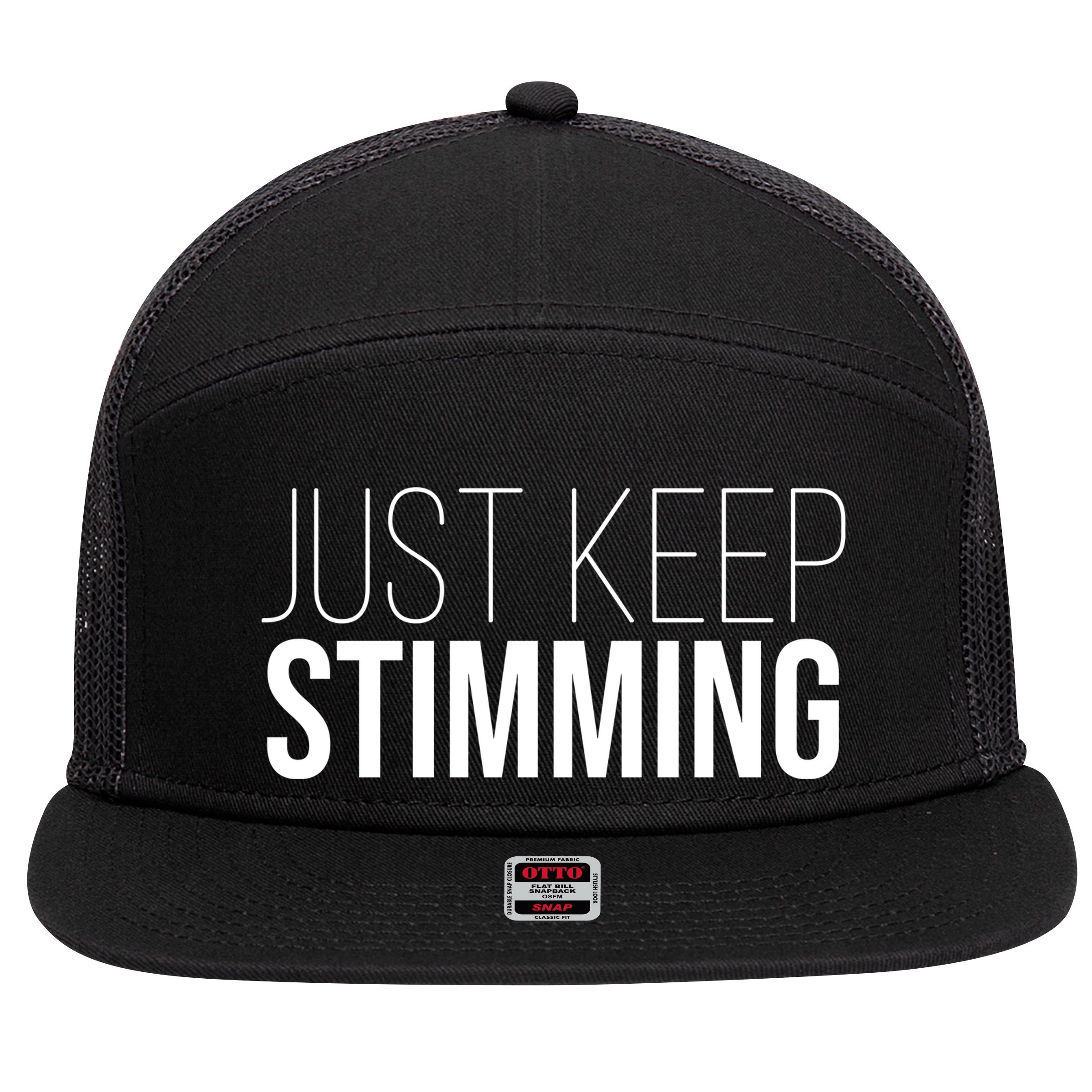 Just Keep Swimming Positive Quote 7 Panel Mesh Trucker Snapback Hat