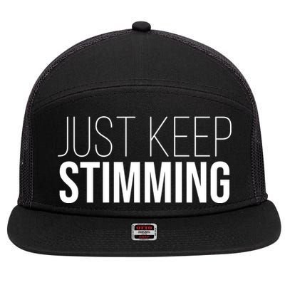 Just Keep Swimming Positive Quote 7 Panel Mesh Trucker Snapback Hat