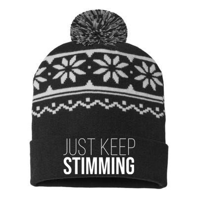 Just Keep Swimming Positive Quote USA-Made Snowflake Beanie