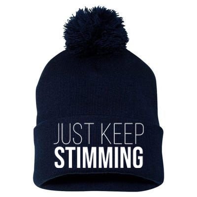 Just Keep Swimming Positive Quote Pom Pom 12in Knit Beanie