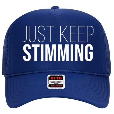 Just Keep Swimming Positive Quote High Crown Mesh Back Trucker Hat