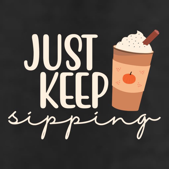 Just Keep Sipping Pumpkin Spice Coffee Lover 7 Panel Mesh Trucker Snapback Hat