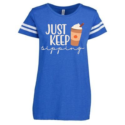 Just Keep Sipping Pumpkin Spice Coffee Lover Enza Ladies Jersey Football T-Shirt