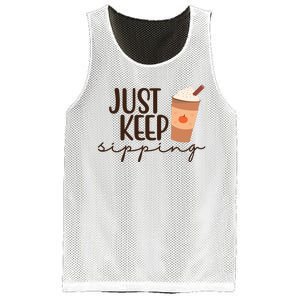 Just Keep Sipping Pumpkin Spice Coffee Lover Mesh Reversible Basketball Jersey Tank