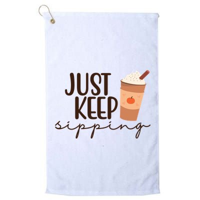 Just Keep Sipping Pumpkin Spice Coffee Lover Golf Towel