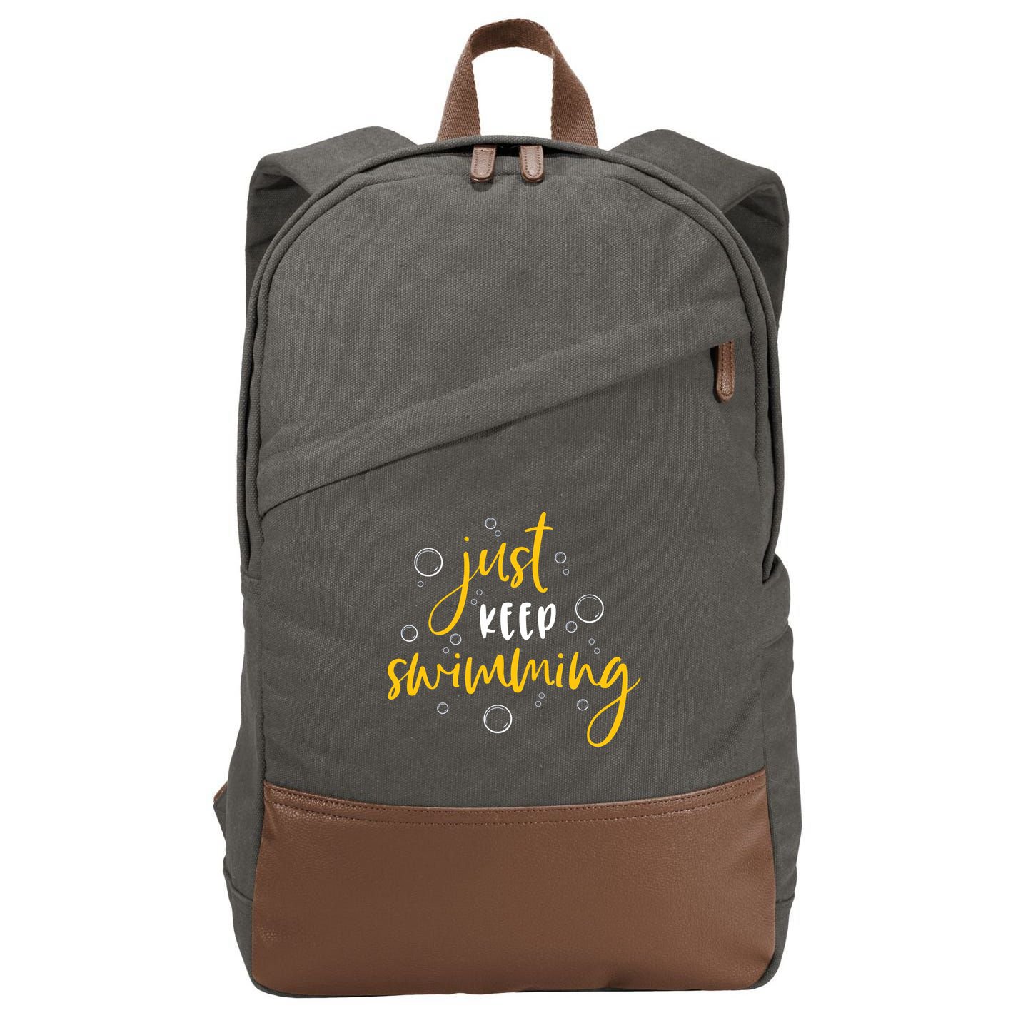 Just Keep Swimming Cotton Canvas Backpack