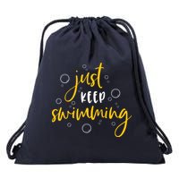 Just Keep Swimming Drawstring Bag