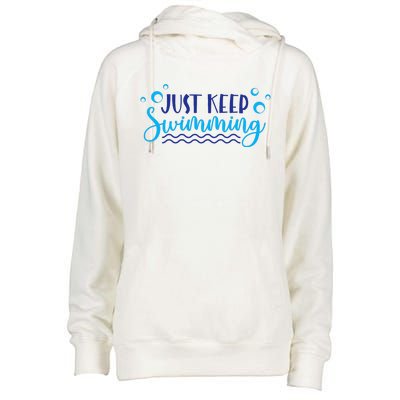 Just Keep Swimming I Love Swim Womens Funnel Neck Pullover Hood