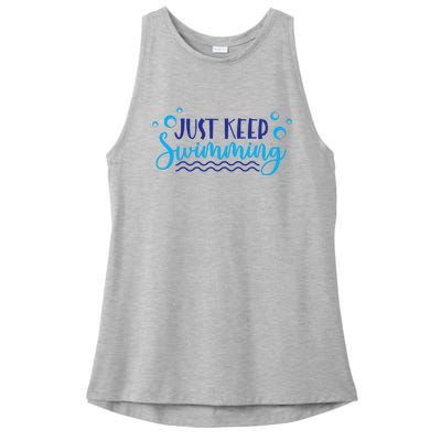 Just Keep Swimming I Love Swim Ladies PosiCharge Tri-Blend Wicking Tank