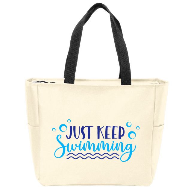 Just Keep Swimming I Love Swim Zip Tote Bag