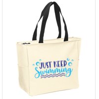 Just Keep Swimming I Love Swim Zip Tote Bag