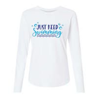 Just Keep Swimming I Love Swim Womens Cotton Relaxed Long Sleeve T-Shirt