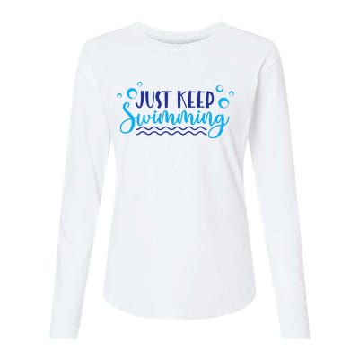 Just Keep Swimming I Love Swim Womens Cotton Relaxed Long Sleeve T-Shirt