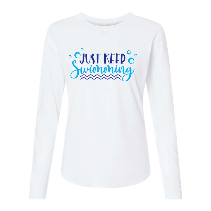 Just Keep Swimming I Love Swim Womens Cotton Relaxed Long Sleeve T-Shirt