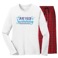 Just Keep Swimming I Love Swim Women's Long Sleeve Flannel Pajama Set 