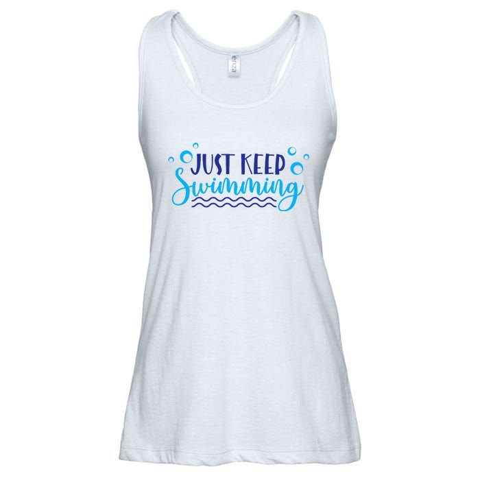 Just Keep Swimming I Love Swim Ladies Essential Flowy Tank