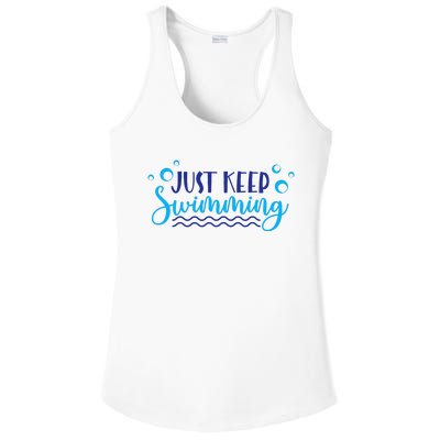 Just Keep Swimming I Love Swim Ladies PosiCharge Competitor Racerback Tank