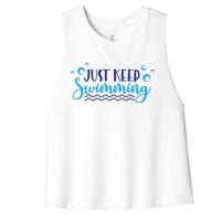 Just Keep Swimming I Love Swim Women's Racerback Cropped Tank