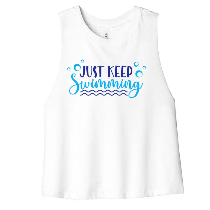 Just Keep Swimming I Love Swim Women's Racerback Cropped Tank