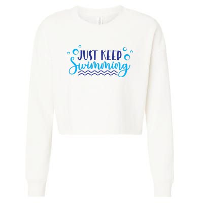 Just Keep Swimming I Love Swim Cropped Pullover Crew