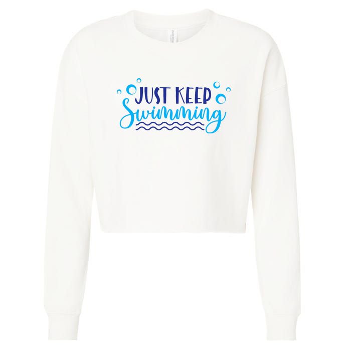 Just Keep Swimming I Love Swim Cropped Pullover Crew