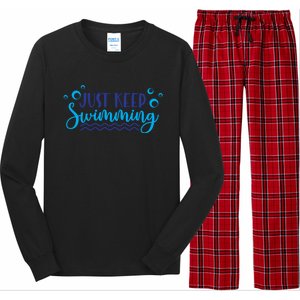 Just Keep Swimming Sport Swim Lover Meaningful Gift Long Sleeve Pajama Set