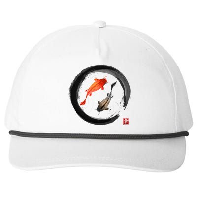 Japanese Koi Vintage Ink Shodo Snapback Five-Panel Rope Hat